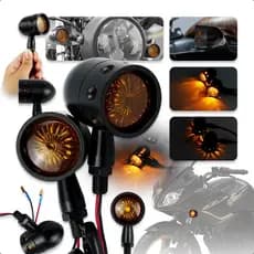 Pisca LED Para Moto Âmbar 40 LEDs Universal 12V Corpo Metálico Rosca 10mm Par