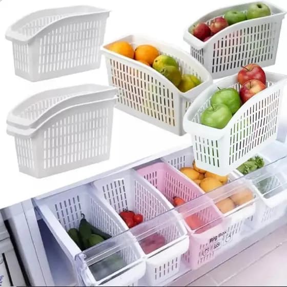 Organizador Multiuso Para Geladeira Armário Cozinha Frutas Legumes Plástico Ventilado