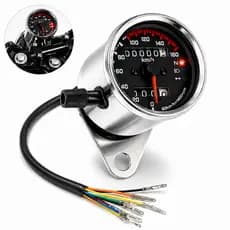 Velocímetro Analógico Moto Universal 66mm Com Iluminação Led E Odômetro Parcial