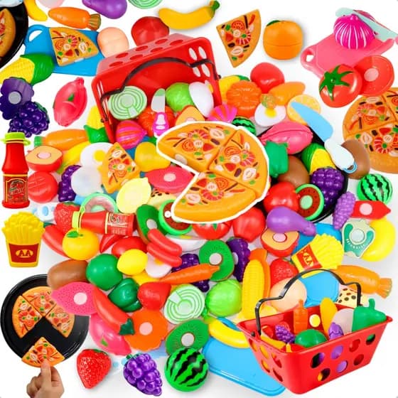 Kit Comidinhas Infantil Peças Com Pizza Frutas E Legumes De Encaixe Educativo