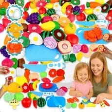Kit Frutas Infantil Corte Com Encaixe Educativo Com Tábua E Alimentos Coloridos
