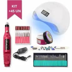 Kit Cabine Uv + Lixadeira elétrica de unha + Gel + Brocas Diamantadas Profissional