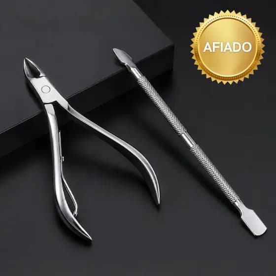 Alicate de Cutícula e espatula kit manicure pedicure Ferramentas de unha Aço inoxidável