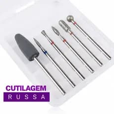 Kit 6 Brocas Diamantadas cutilagem russa broca de cuticula profissional