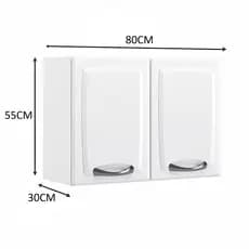 Armário Aéreo Cozinha Lavanderia New Premium 80cm com 2 Portas Branco Itatiaia