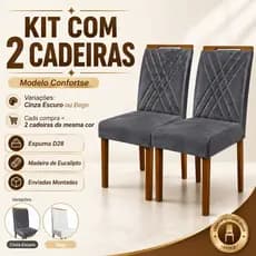 Kit 2 Cadeiras Confortse Estofada Espuma D28 Para Jantar
