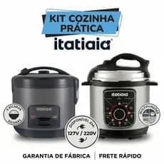 Kit Panela de Pressão 3L e de Arroz 1L Elétrica Itatiaia 110v e 220v com Função Manter Aquecido