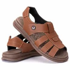 Sandália Masculina Ortopédica em Couro Legítimo | Sola Antiderrapante e Anti-Stress Chocolate