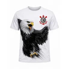 Camiseta Corinthians Águia Confortavel Estampada Casual Torcedor Premium
