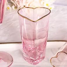 Copo Rosa Coração em vidro – Moderno, estiloso perfeito para Sucos, Drinks e Mesa Posta 270ml