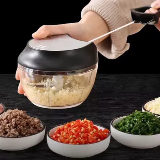 Mini Processador Manual de Alimentos – Tritura Temperos e Legumes – Lâminas Inox, Prático e Compacto