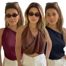 Top Cropped Frente Unica Regata gola boba Multiformas de Amarra莽茫o Vers谩til Moderna e Elegante