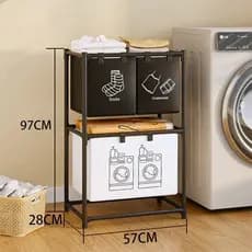 Organizador com 3 Cestos Lindos | Lavanderia e Quarto – Separador de Roupas Prático, Resistente e Fácil de Transportar