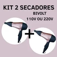 KIT 2 Secadores Alta Potência 1200W Bivolt 110V 220V | 2 Velocidades e Temperatura | Rosa Metálico Prático Leve Portátil