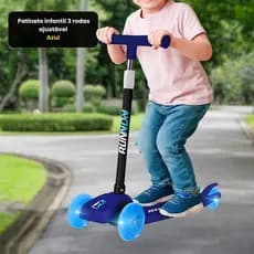 Patinete Infantil 3 Rodas com Som e Luz | Dobrável | Ajustável | Freio Manual | Rodas com Brilho | Seguro para Crianças