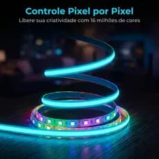 Fita LED WS2812 DC5V RGB 5m/rolo alto brilho IC integrado para decoração gamer e decoração de mesa