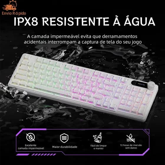 Teclado Gamer Semi Mecânico RGB Silencioso Teclas Macias para Escritório e Jogos