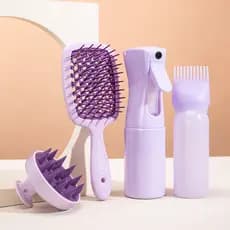 Frasco pulverizador em formato de garrafa, pente macio para tingir cabelo, escova de cabelo, conjunto de cuidados capila