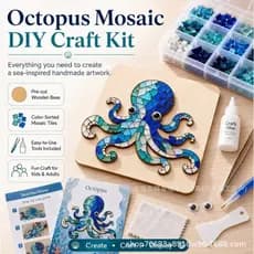 Decoração em mosaico de animais, conjunto criativo de polvo do oceano, kit de mosaico DIY feito à mão HG0R