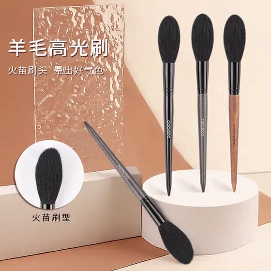 Pincel de maquiagem, pincel de pelo de animal, pincel difusor, pincel em formato de chama, pincel para blush, pincel de