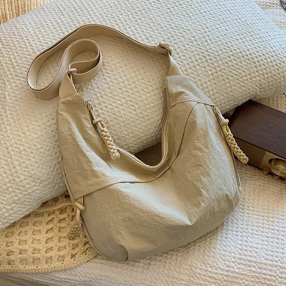 Bolsa de nylon, bolsa transversal leve, vintage 2026, bolsa de ombro casual, bolsa estilo dumpling, bolsa de viagem, bol