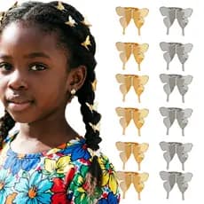 Acessório de Cabelo Borboleta Espelhada 3D, Presilha Decorativa para Cabelo, Presilha de Garra para Peruca, Presilha par
