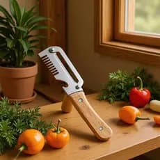Utensílio de Cozinha Multifuncional para Picar Cebolinha e Fatiar, com Cabo, Abridor de Garrafas, Cortador de Frutas e V