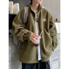 Polar velo forro de lã moletom masculino outono inverno quente meia gola alta zíper jaqueta masculina topo novo estilo W