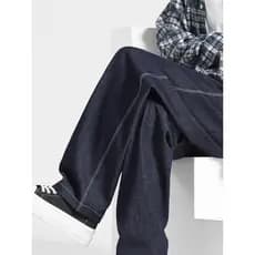 Calças de brim masculinas verão 2026 novo Retro lavado azul perna larga calças de perna reta primavera calças masculinas