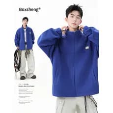 Velo velo velo velo quente moletom masculino outono inverno solto caído ombro manga jaqueta novo estilo meninos exterior