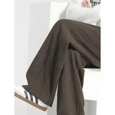 Outono de lã perna larga reta calças de arroz glutinoso solto Sweatpants primavera outono calças masculinas de lã perna