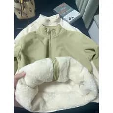Jaqueta de lã feminina outono inverno forro de lã espessamento 2025 novo estilo uniforme de algodão uniforme escolar art
