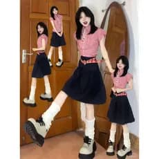 Azul marinho flor Bud saia feminina verão antigo início revista saia curta Pettiskirt meia saia meados saia estilo japon