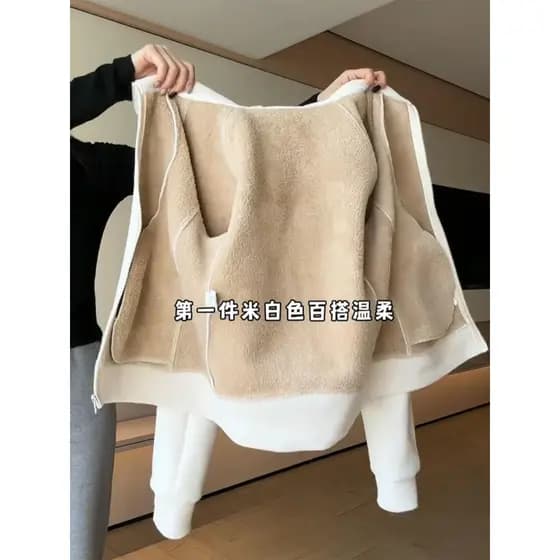 Jaqueta forro de lã Polar feminina outono inverno forro de lã engrossado uniforme escolar ferramenta útil interior corde