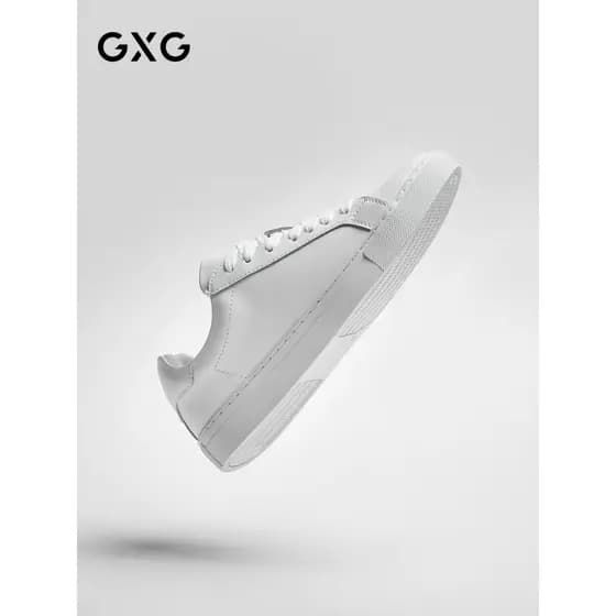 GXG Commuter Sapatos Masculinos Casuais All-Match Simples Moda Couro Genuíno Sapatos Brancos Calçados Esportivos Masculi