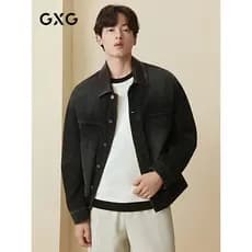 GXG Masculino Bane Estilo Decote Costura PU Lavado Jaqueta Jeans Masculina Solta Jaqueta Retro 25 Outono
