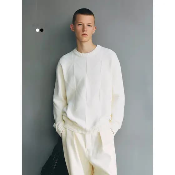 GXG Contorno Masculino Torcido Padrão Suéter Casual Commuter Simples Suéter Masculino Textura Suéter 2025 Outono