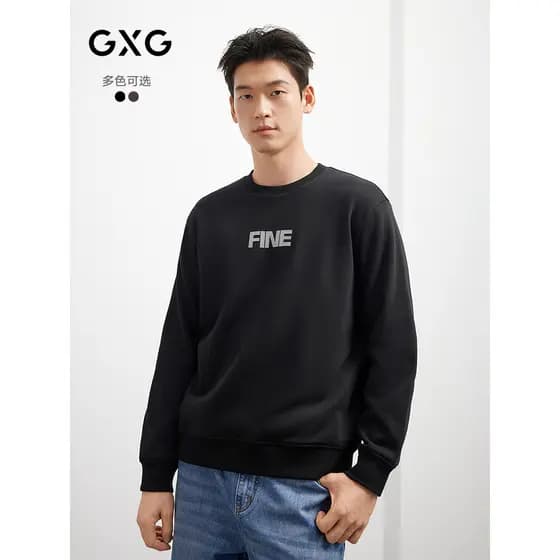 GXG masculino ligeiramente perfil pesado impresso moletom de manga comprida Casual Commuter All-Match camiseta 25 primav