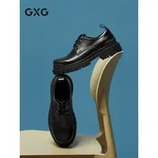 GXG Sapatos masculinos de couro para viagem, sapatos antiderrapantes com sola grossa, bico redondo, couro genuíno, sapat