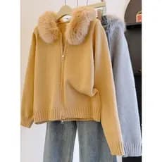 2026 novo estilo gola de pele de inverno Premium com capuz camisola jaqueta Plus Size roupas femininas gordura mm moda m