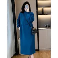 2026 outono inverno novo estilo solto mais magro olhar gola alta vestido de moletom de manga comprida Plus Size roupas f