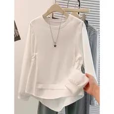 Design costura cordão manga longa em torno do pescoço moletom outono 2026 novo estilo Plus Size roupas femininas ligeira