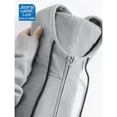 Zhenweisi LIFE Jaqueta Com Capuz Masculina 2025 Novo Estilo Cardigan Moletom Primavera Street Wear Homens Waffle Top M