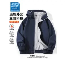 Zhenweisi LIFE Jaqueta com forro de lã masculina outono inverno quente à prova de vento cardigã com capuz jaqueta de inv