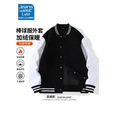Zhenweisi LIFE Forro de Lã Uniforme de Beisebol Masculino Inverno Street Wear Solto Jaqueta Quente Masculina Jaqueta Pes