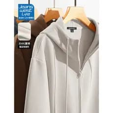 Zhenweisi LIFE Waffle Jaqueta Masculina Outono Novo Estilo Cardigan Pesado Moletom Masculino Zíper Com Capuz Top M