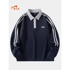 Noble Bird camisa POLO masculina de manga comprida 2026 primavera outono novo estilo Street Wear costura camiseta menino