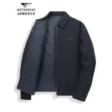 [Algodão fino de três provas] Jaqueta dupla face com lapela de sete lobos masculina outono inverno novo estilo jaqueta a