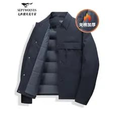 [Estática acolchoada] Jaqueta de lapela de sete lobos masculina outono inverno novo estilo moda negócios Commuter jaquet