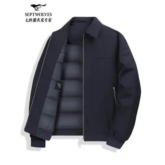 [Forro de algodão fino] Jaqueta de lapela antiestática de sete lobos masculina outono inverno novo estilo jaqueta admini
